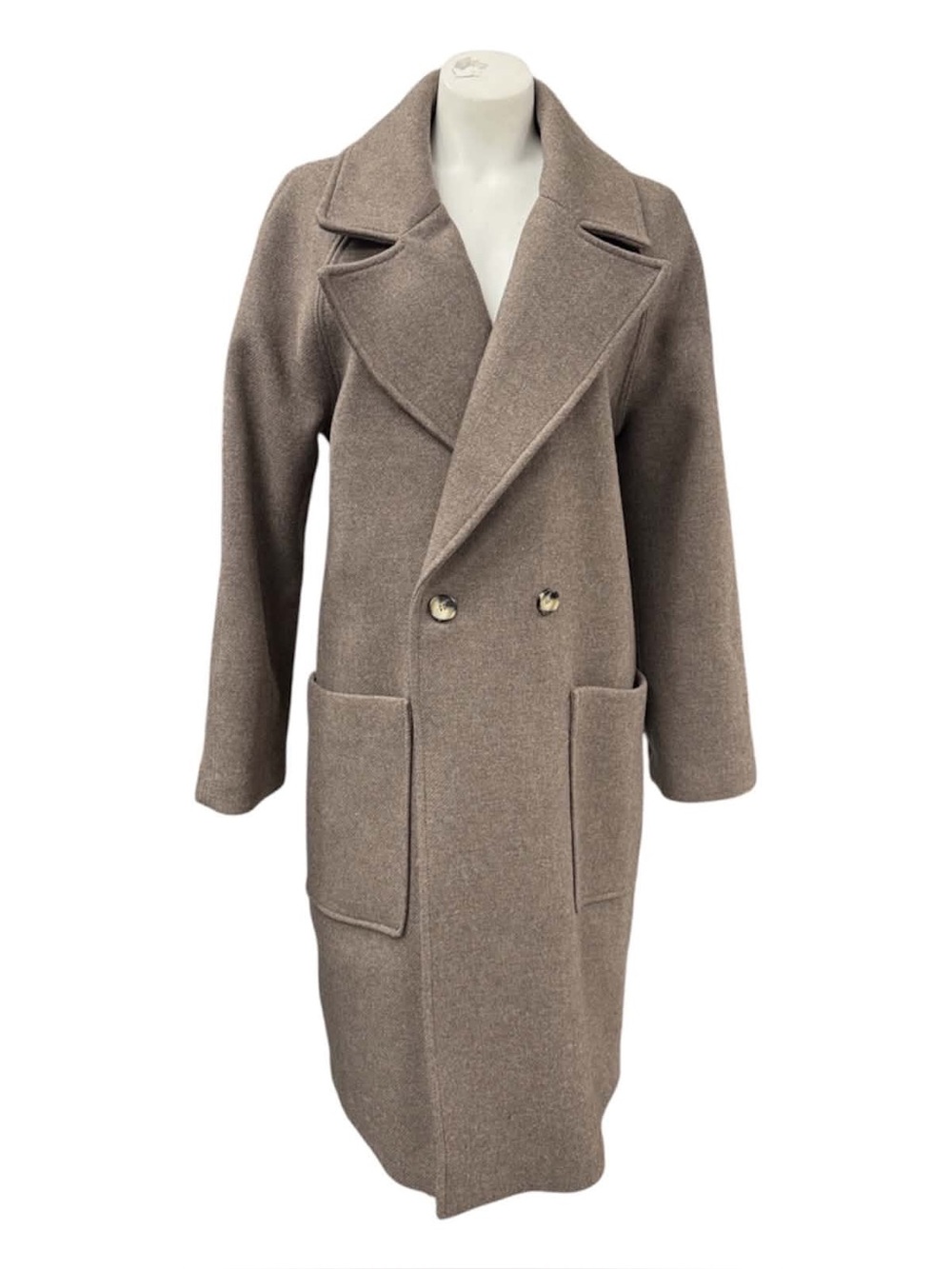 H&M Double-Breasted Handmade Oversize Pea Coat in Olive Size M